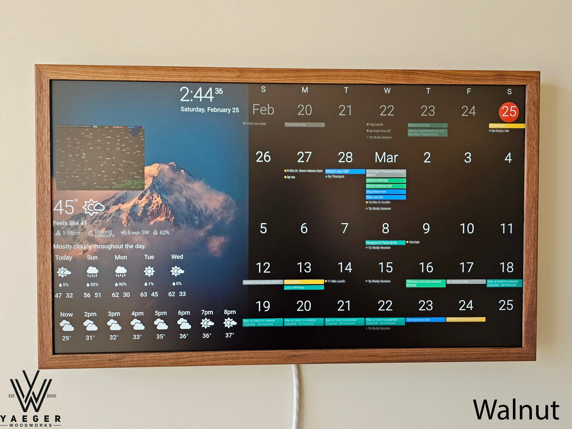 27in Smart Calendar / Smart Wall Display / Photo Viewer – YaegerWoodWorks 27in smart calendar / smart wall display / photo viewer – yaegerwoodworks