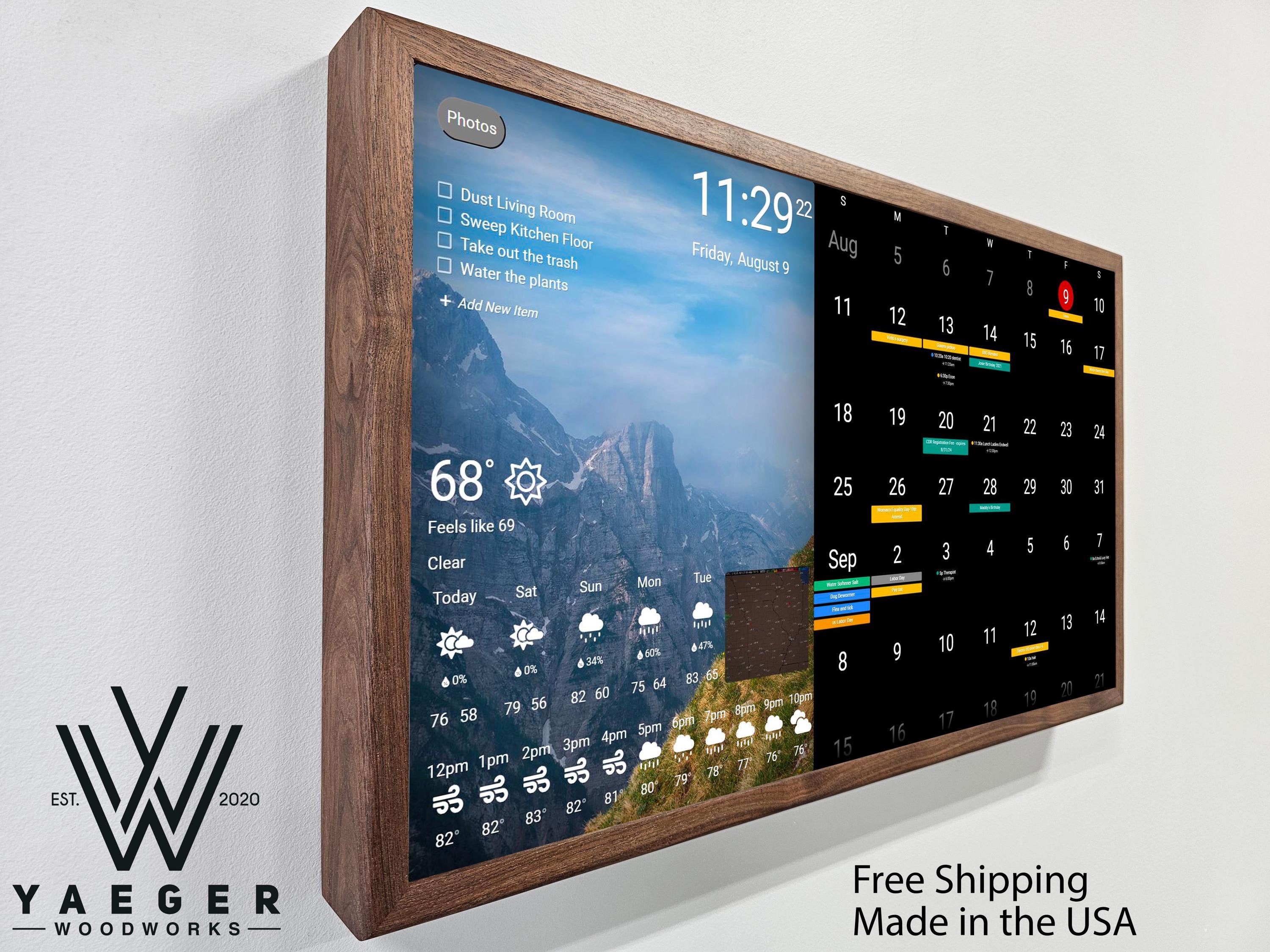 Computer Monitor Ribbon Calendar 24in Touchscreen Smart Calendar / Dakboard/ Smart Wall Display / Photo ...