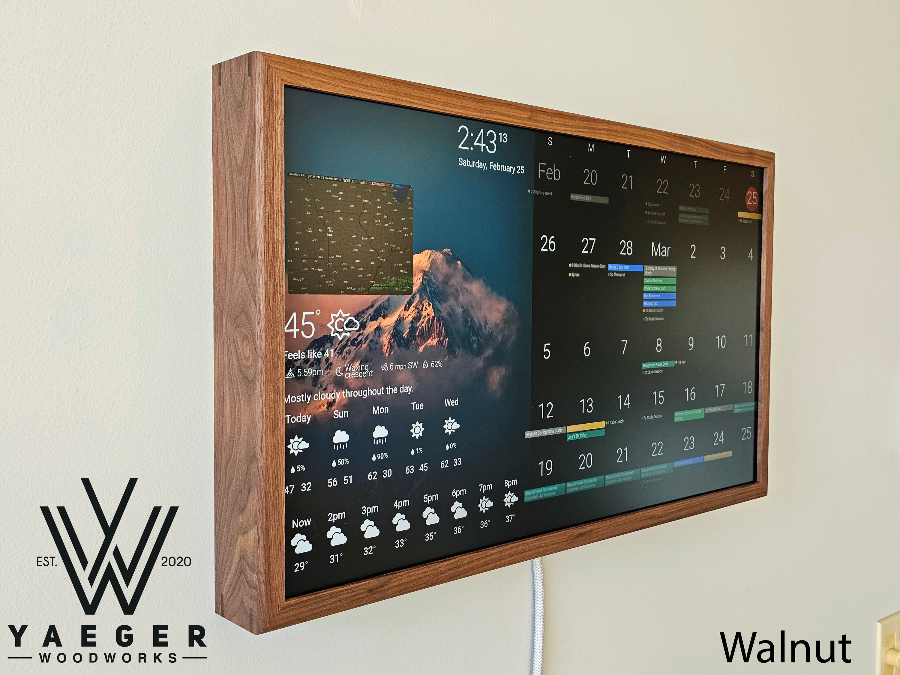 27in Smart Calendar / Smart Wall Display / Photo Viewer YaegerWoodWorks